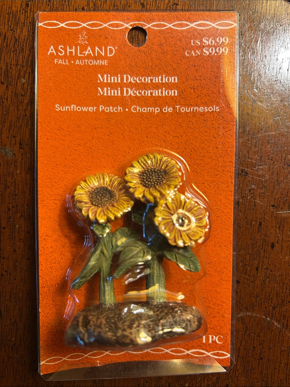 Ashland Yellow Sunflower Patch Mini Decoration with Green Leaves